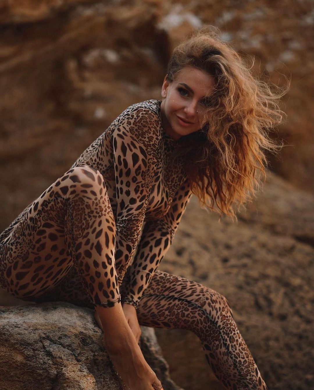Leopard print transparent mesh catsuit