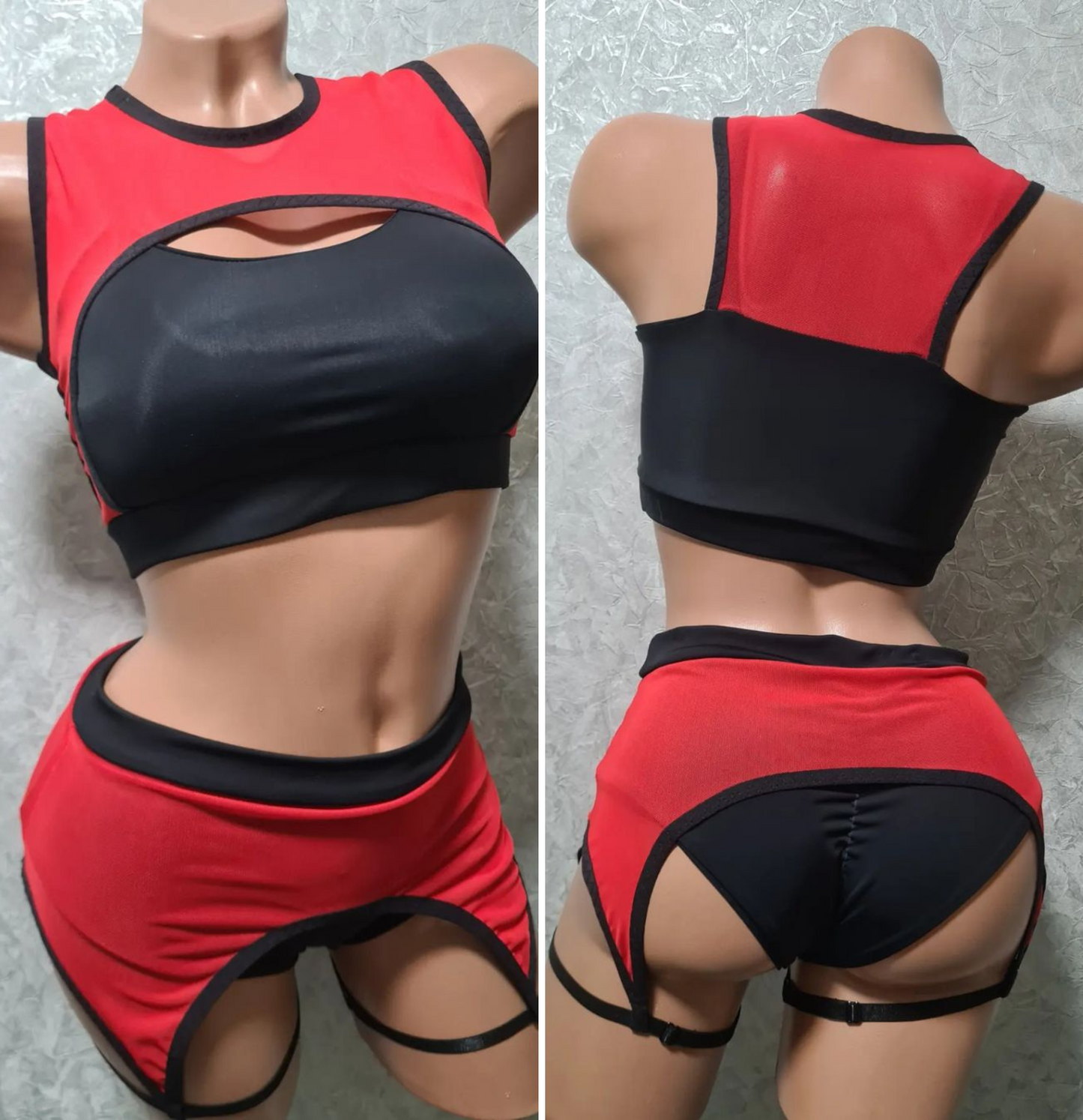 Pole Dance Kostüm mit Strumpfgürtel