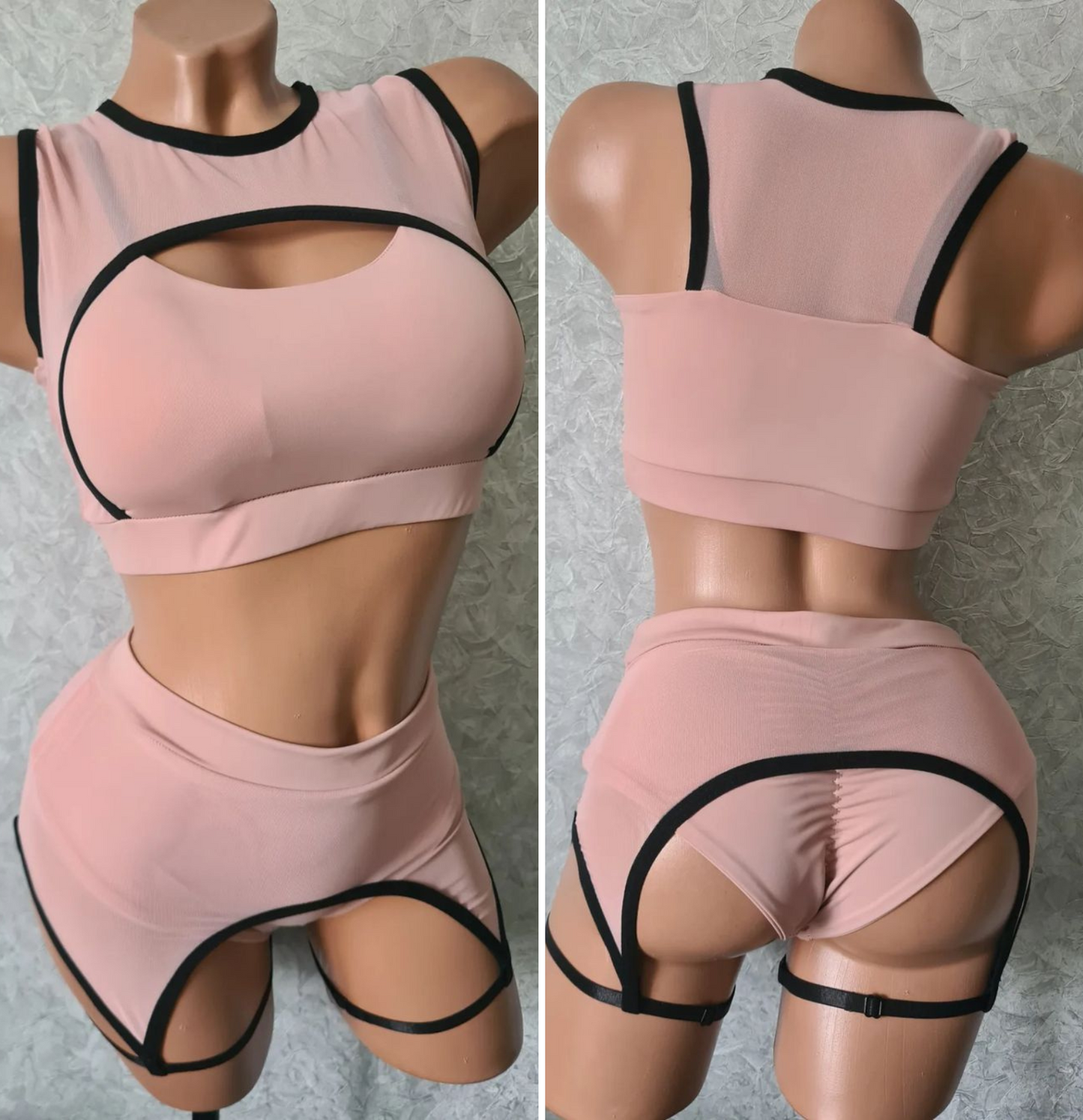 Pole Dance Kostüm mit Strumpfgürtel