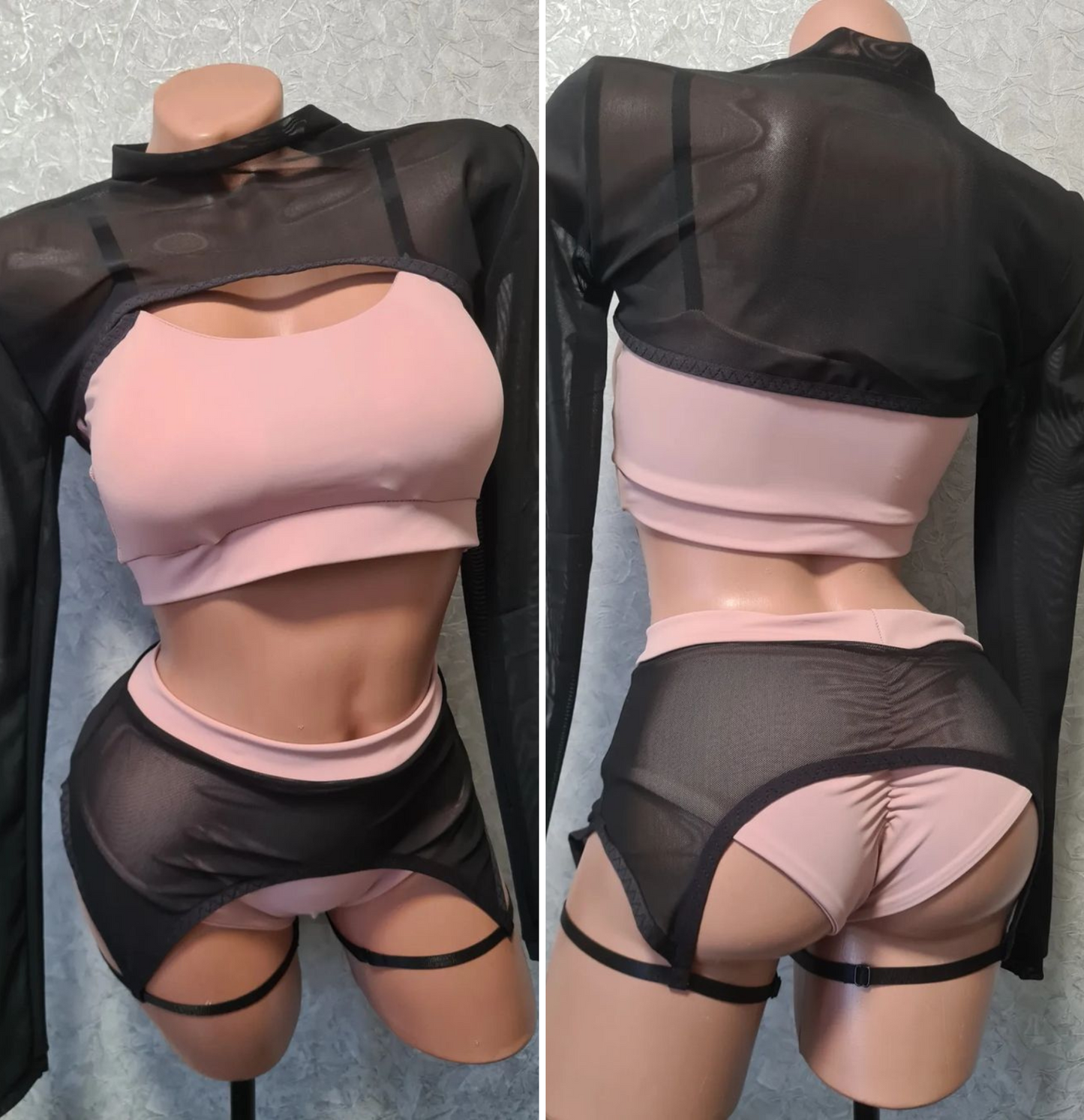 Pole Dance Kostüm mit Strumpfgürtel