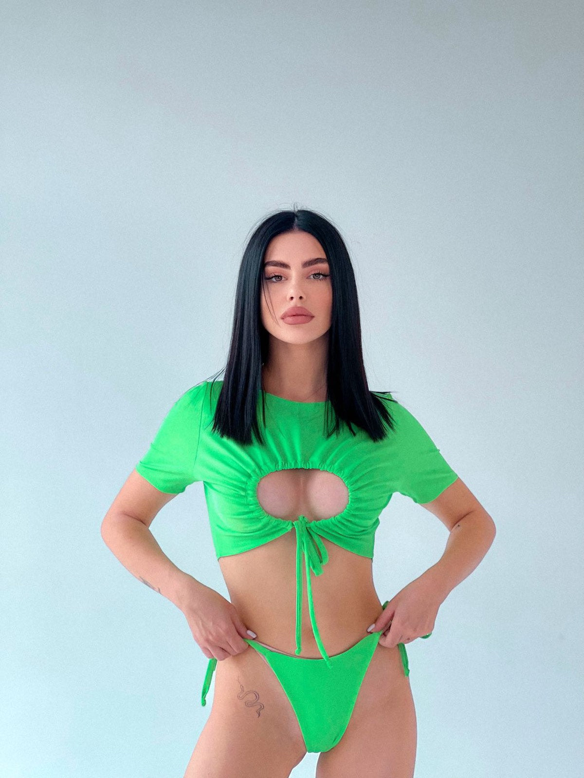 Pole dance top with a deep neckline on the chest