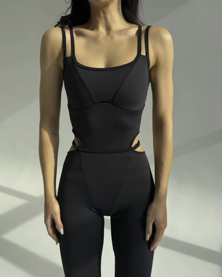 Black Spandex jumpsuit, Workout jumpsuit, Yoga clothes