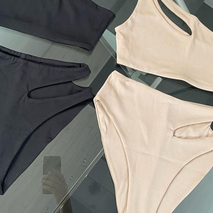 Suspender shorts and Bandeau top