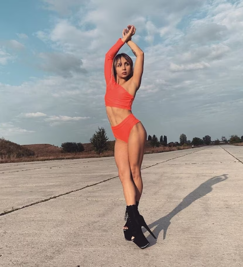 Pole dance one shoulder top long sleeve and middle waisted panties