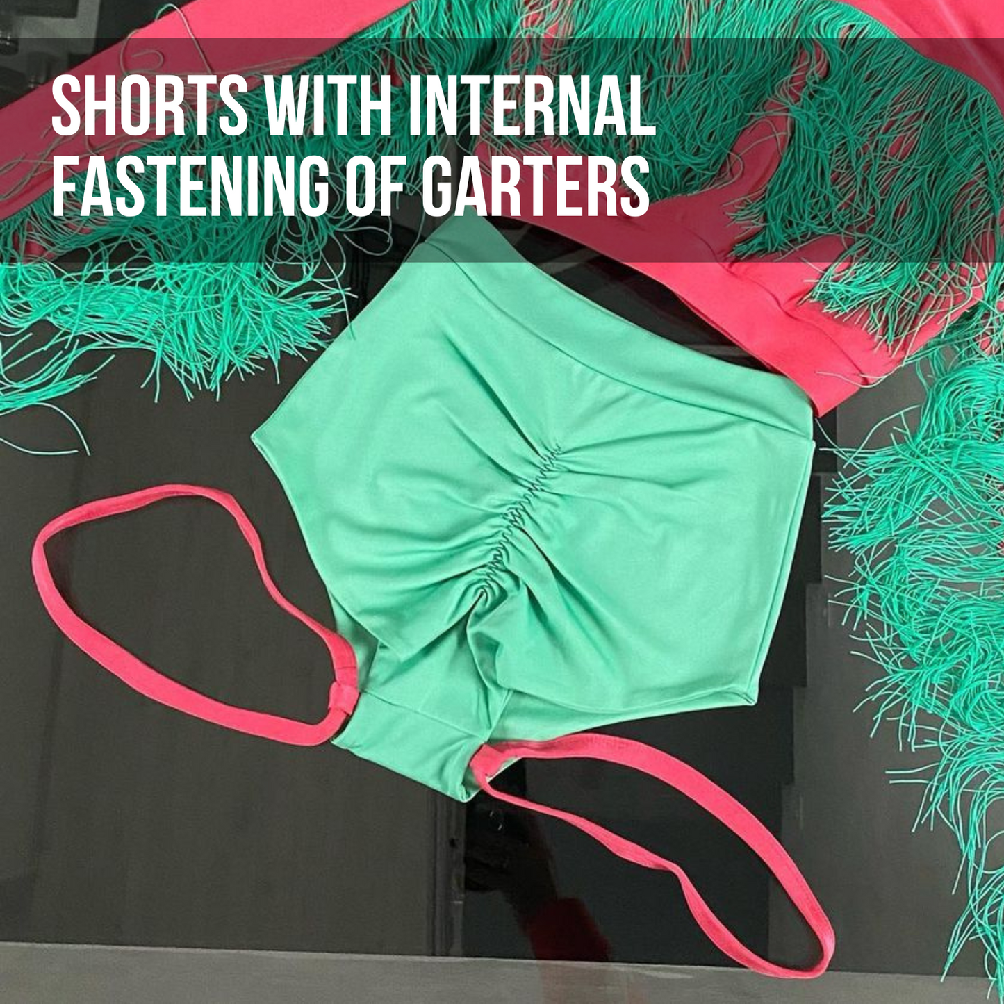 Pole dance shorts with contrast color garters