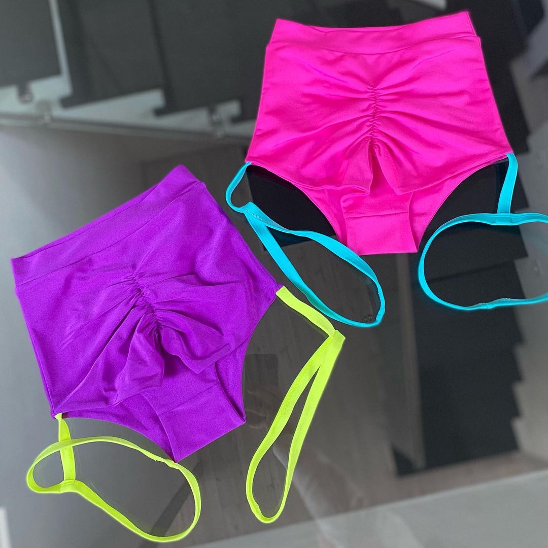 Pole dance shorts with contrast color garters – Vtiha