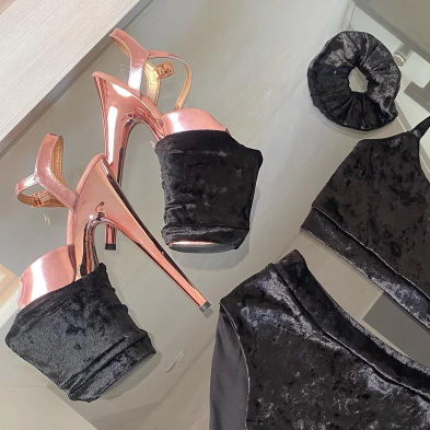 Black Velvet pleaser shoe protectors