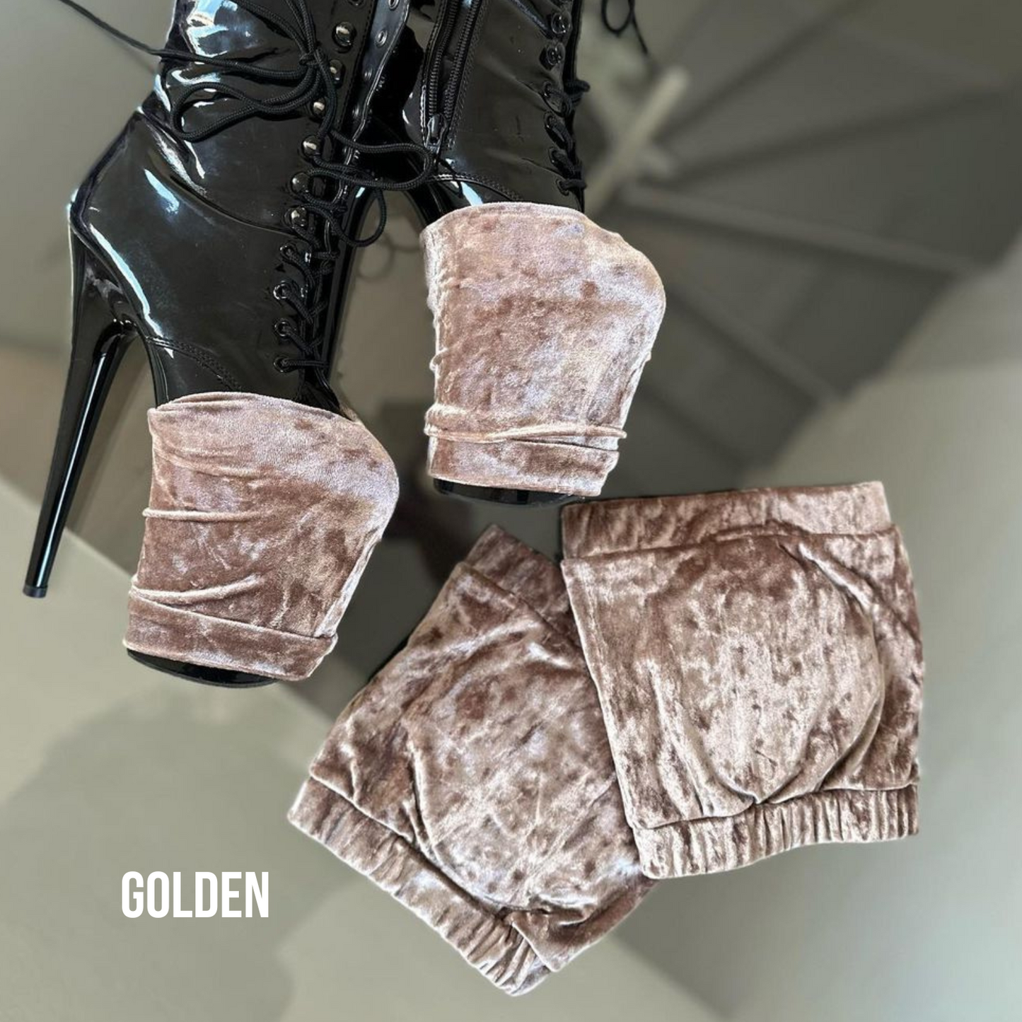 Golden Velvet pleaser shoe protectors
