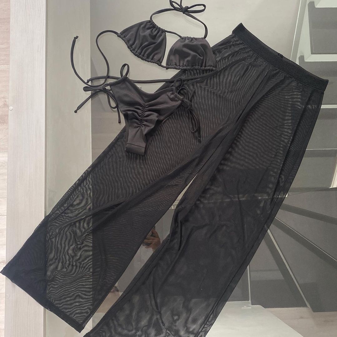Black Exotic dance mesh pants