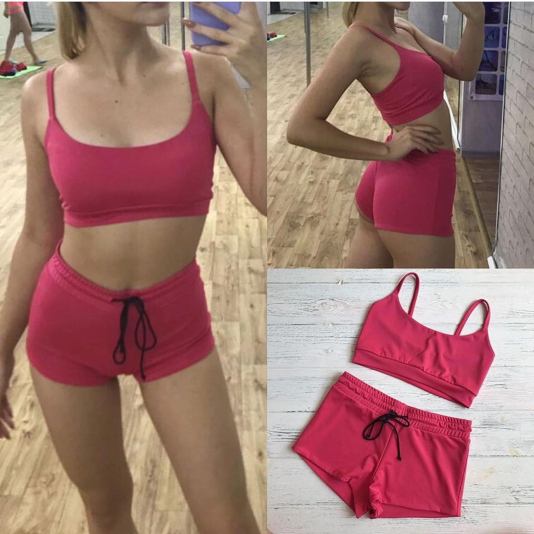 Pink Сheeky booty shorts and basic top