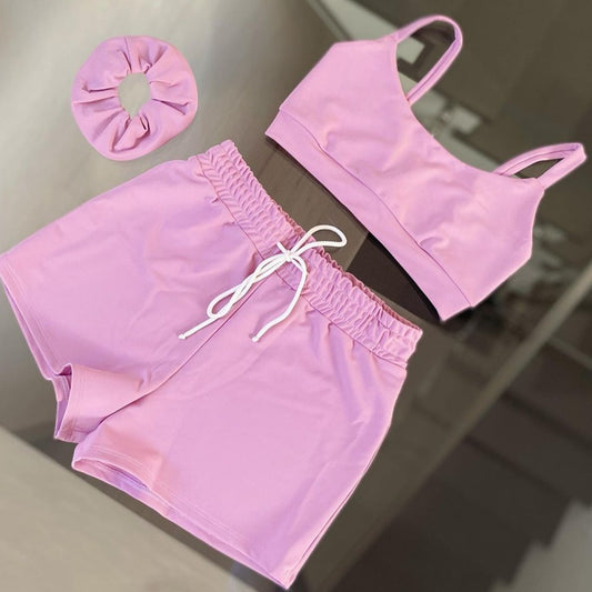 Light pink Сheeky booty shorts and basic top