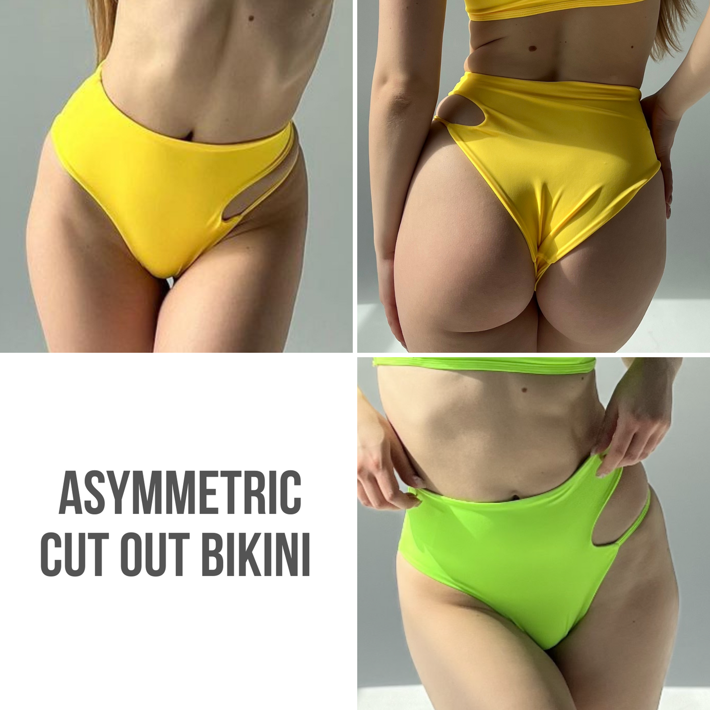 Asymmetrical cut-out two-piece swimsuit and pole dance outfit