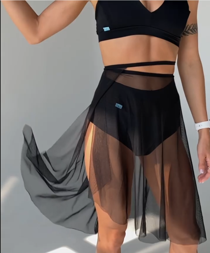 Sheer dance wrap skirt, Pole dance and contemporary outfit