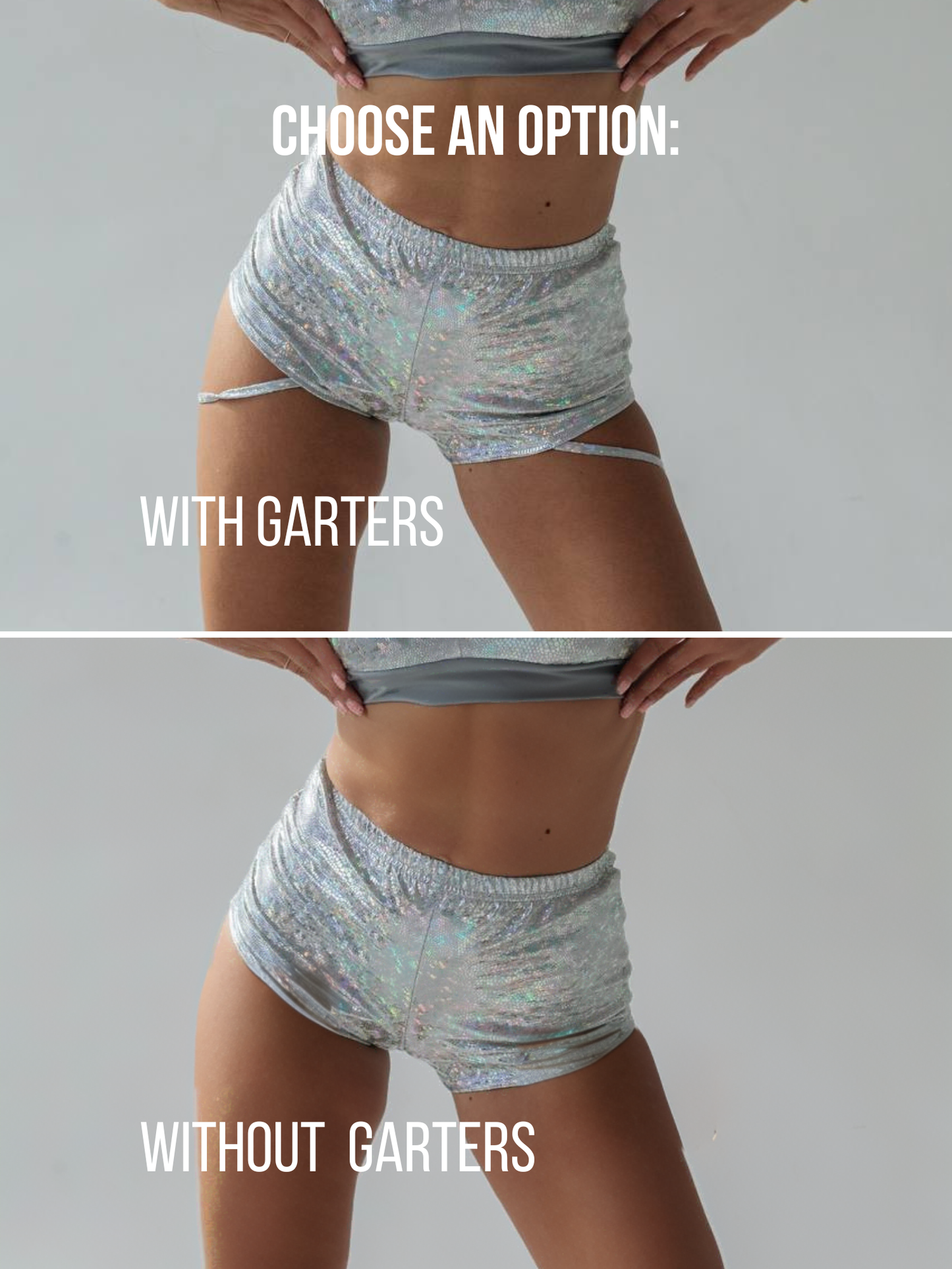 Metallic High Waisted Shorts – Gold Silver Red Sparkly Rave Shorts for Women