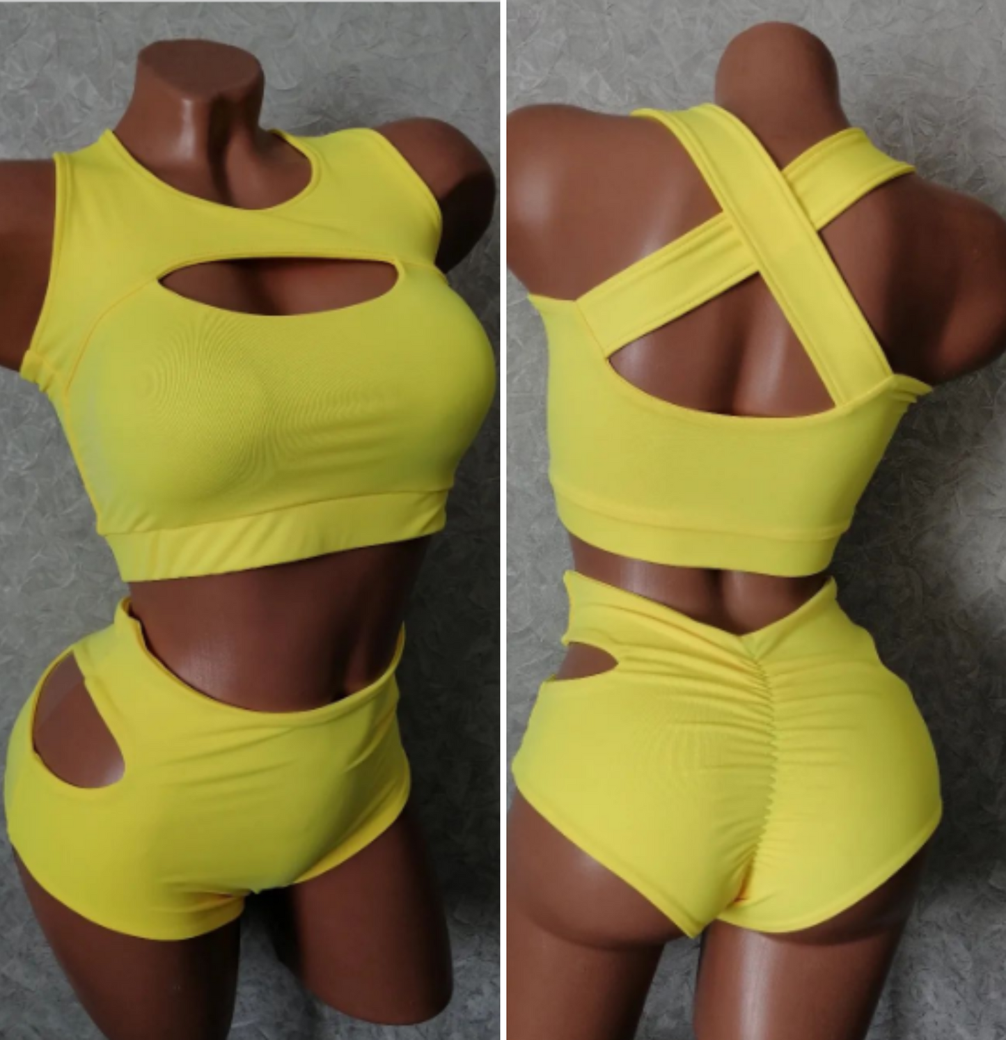 Yellow pole dance outfit with best support of bust