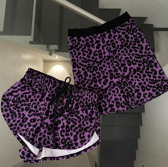 purple leopard twerk shorts