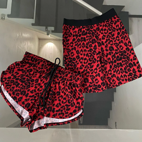 red leopard twerk shorts
