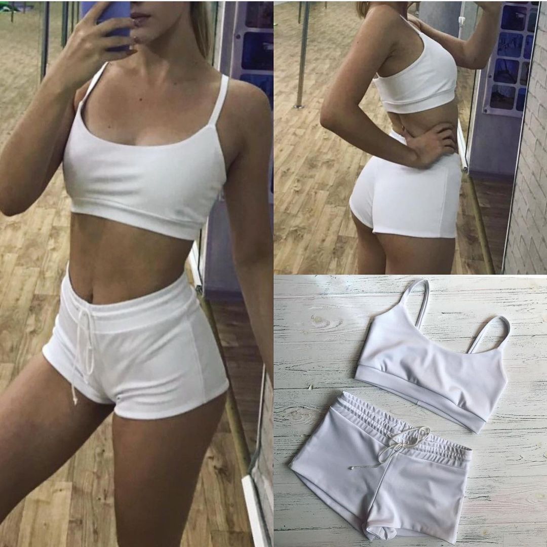 White Сheeky booty shorts and basic top